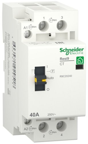 Контактор модульный Schneider Electric Resi9 2п 2НО 40А 230В АС фото Контактор модульный Schneider Electric Resi9 2п 2НО 40А 230В АС картинка